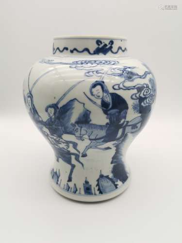 A Chinese 17th-18th century blue-and-white character story p...