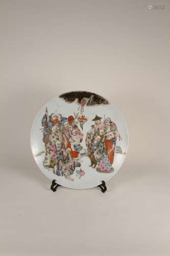 A plate of Chinese 19th-century pastel figures