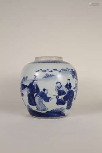 A Chinese 17th-18th century blue-and-white character story j...