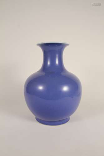 A Chinese 19th-century blue-glazed bottle