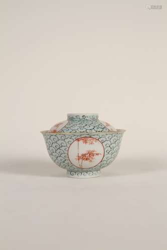 A Chinese 19th century pastel windowed flower covered bowl