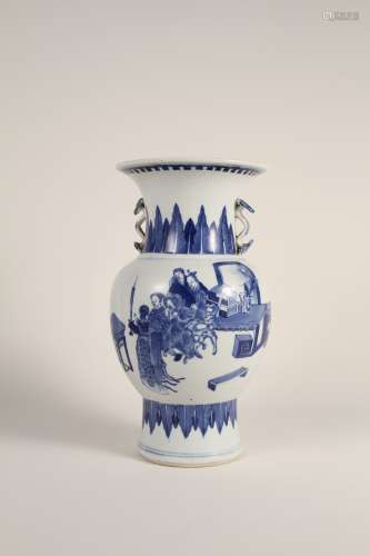 A Chinese 18th-century blue-and-white figure with double Ruy...