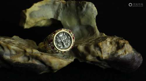 古希腊 正面狮子银币戒指