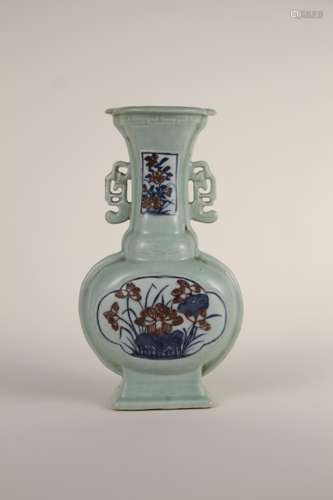 A Chinese 18th-19th century bean green and blue glaze red bo...