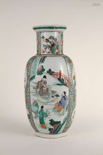 A Chinese 18th-century multicolored floral figure viewing bo...