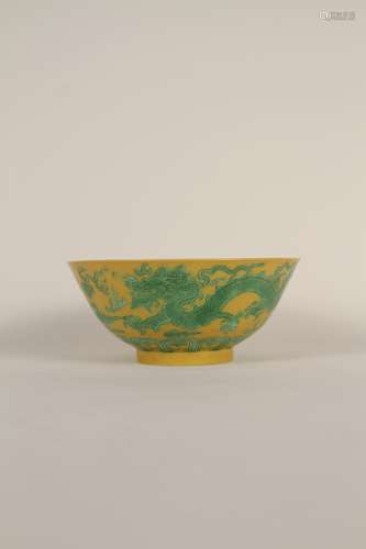 A 19th-century yellow green colored bowl for China