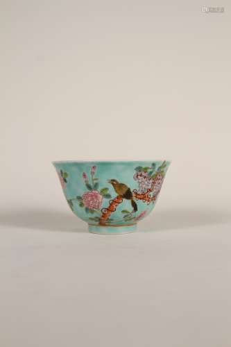 A Chinese 19th century pastel blue change bowl