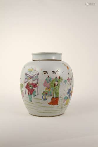 A jar of Chinese pastel figures from the 19th-20th centuries