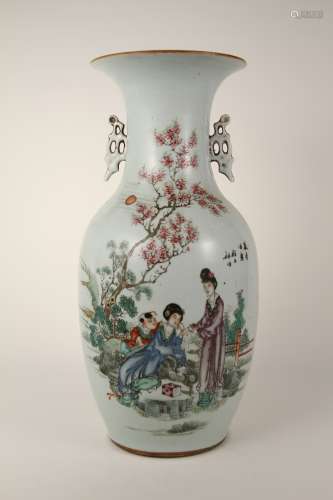 A Chinese 20th-century pastel figure amphora