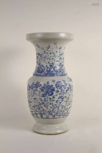 A Chinese 18th-19th century blue floral vase