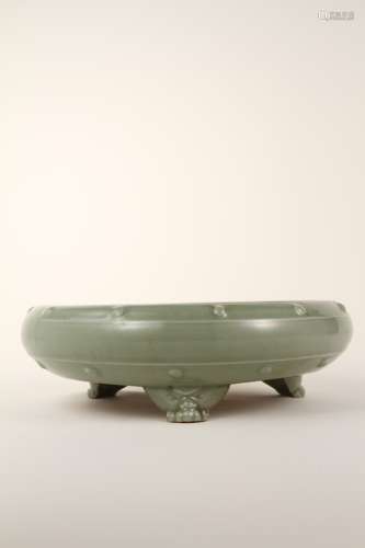 A Chinese 19th-20th century bean green grain nail incense bu...