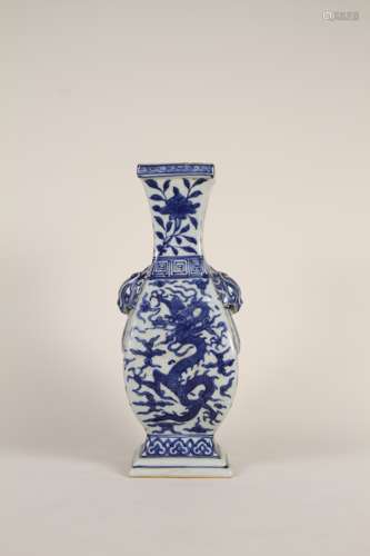 A Chinese 16th-17th century blue-and-white dragon pattern sq...