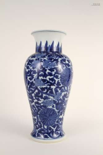 A Chinese 19th-century blue and white floral vase