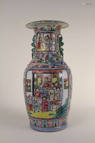 A Chinese 19th-century floral figure admires bottles