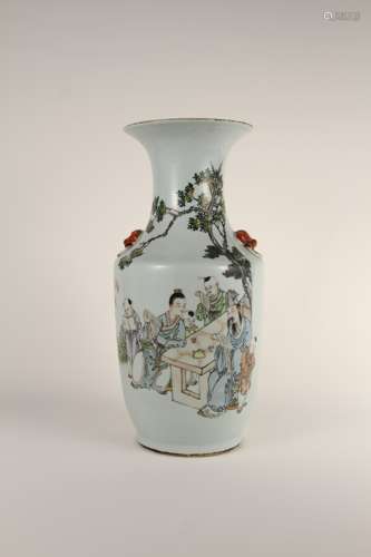 A Chinese 19th-20th century pastel figure amphora bottle