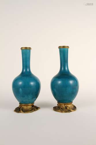 A Chinese 19th-century peacock blue glazed vase