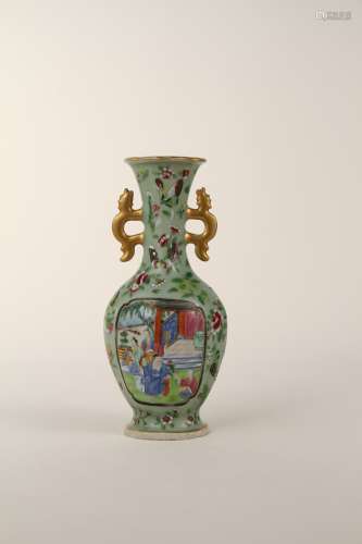 A floral vase of a Chinese 19th-century pastel figure