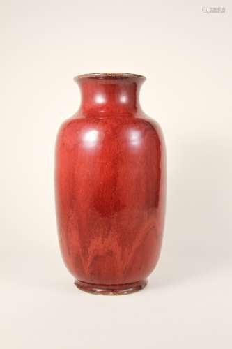 A Chinese 19th-century red-glazed bottle