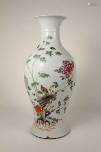 A Chinese 19th-20th century pastel floral Guanyin vase
