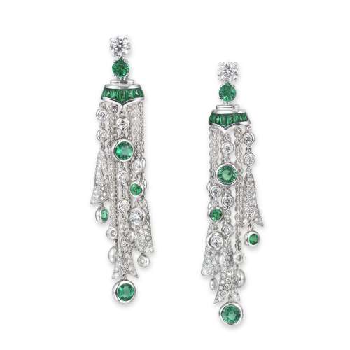 NO RESERVE - BULGARI EMERALD AND DIAMOND EARRINGS2010s