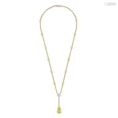 CARTIER COLOURED DIAMOND AND DIAMOND PENDENT NECKLACE2010s