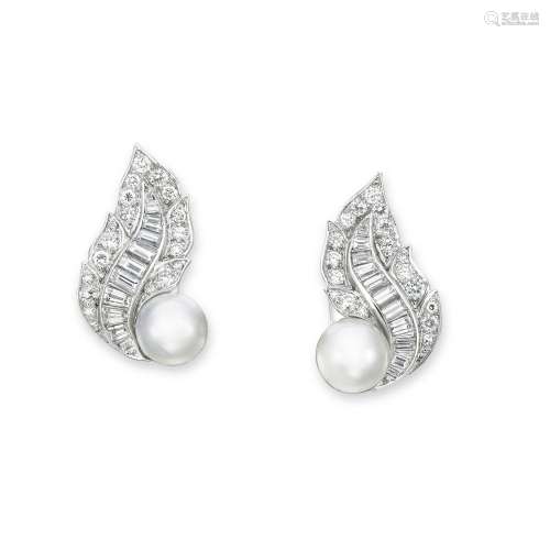 NATURAL PEARL AND DIAMOND EARRINGS2000s