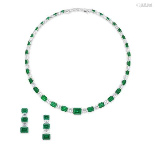 EMERALD AND DIAMOND NECKLACE AND EARRINGS2010s