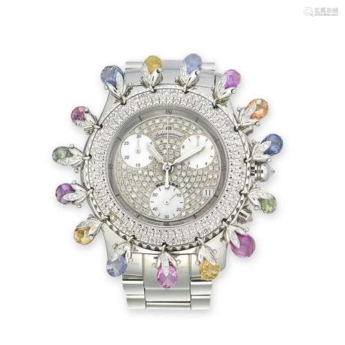 NO RESERVE - MEYERS MULTI-GEM 'LADY DIAMOND' CHRONOGRAPH WRI...