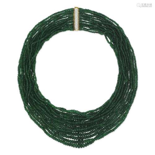 NO RESERVE - EMERALD AND DIAMOND NECKLACE