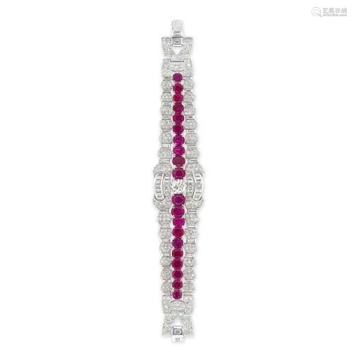 EXCLUSIVE RUBY AND DIAMOND BRACELET1910s