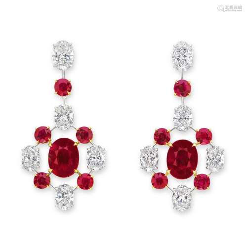 IMPORTANT RUBY AND DIAMOND EARRINGS