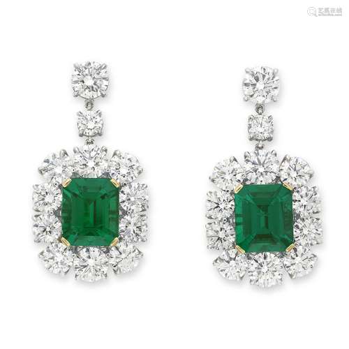 BULGARI EMERALD AND DIAMOND EARRINGS