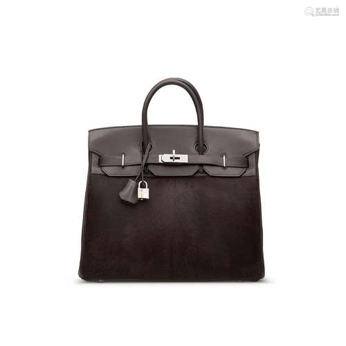 A LIMITED EDITION ÉBÈNE EVERCALF LEATHER PONYHAIR HAC TROIKA...