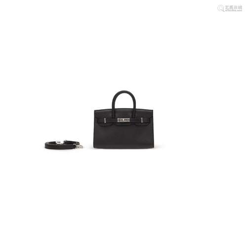 A LIMITED EDITION BLACK EPSOM LEATHER MICRO MINI BIRKIN WITH...