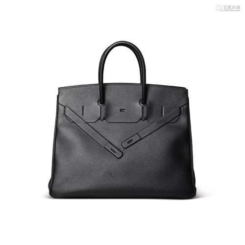 A LIMITED EDITION BLACK SWIFT LEATHER SHADOW BIRKIN 35 WITH ...