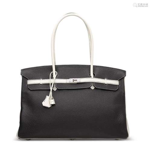 A CUSTOM BLACK & WHITE CLÉMENCE LEATHER SHOULDER BIRKIN ...