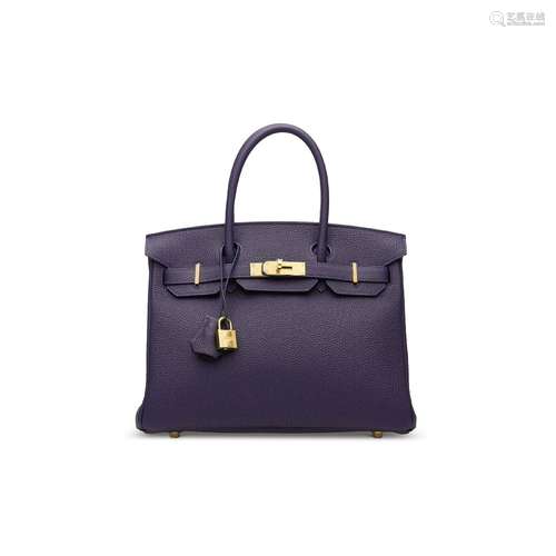 A BLUE NUIT TOGO LEATHER BIRKIN 30 WITH GOLD HARDWAREHERMÈS,...