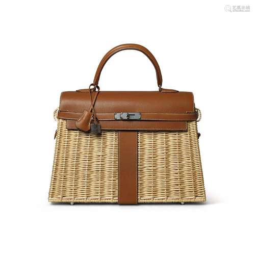 A LIMITED EDITION NATUREL BARÉNIA LEATHER & OSIER PICNIC...