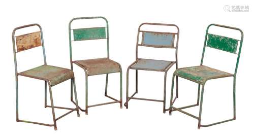 A MATCHED SET OF FOUR PAINTED METAL CHAIRS