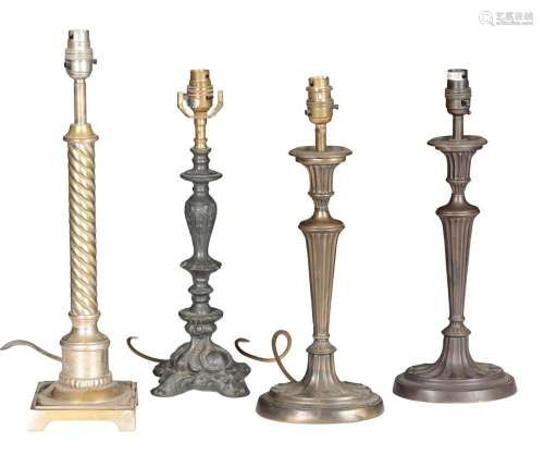 A GROUP OF FOUR TABLE LAMPS