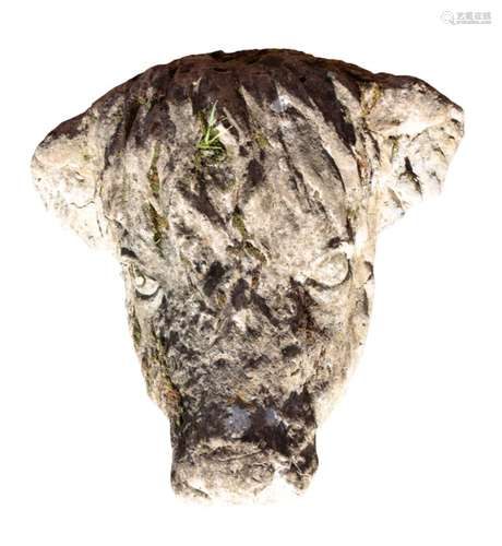 A COMPOSITE STONE BULLS HEAD WALL MOUNT