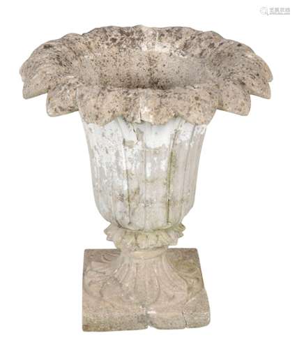 A CARVED STONE JARDINIERE