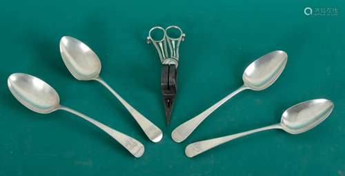 FOUR SILVER TABLE SPOONS