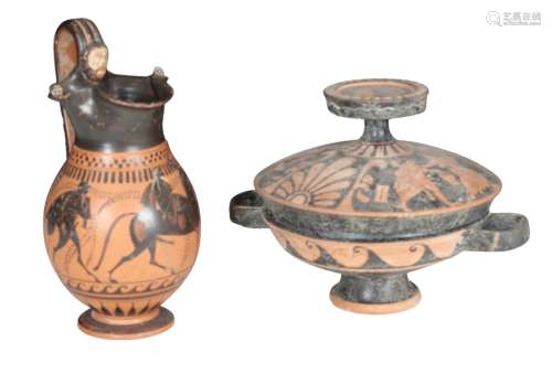 AN ATTIC STYLE VESSEL TERRACOTTA AND COVER