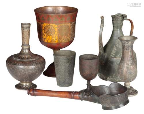 SEVEN PIECES OF EASTERN METALWARE