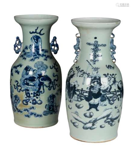 A MATCHED PAIR OF CHINESE CELADON VASES