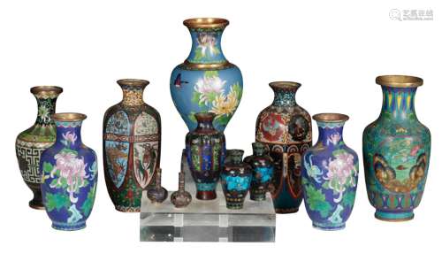 A GROUP OF CHINESE CLOISONNE VASES