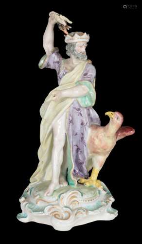 AN 18TH CENTURY DUESBURY & CO DERBY PORCELAIN FIGURE OF ...