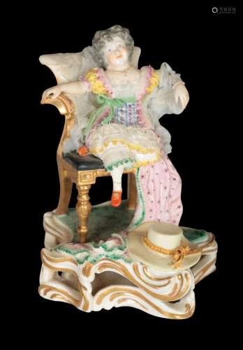 A 19TH CENTURY BLOOR DERBY PORCELAIN FIGURE OF A CHILD IN AN...