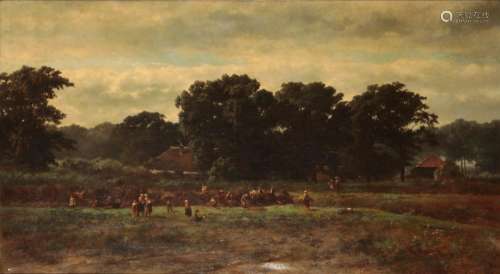 LOUWRENS HANEDOES (1822-1905) Villagers gathering hay